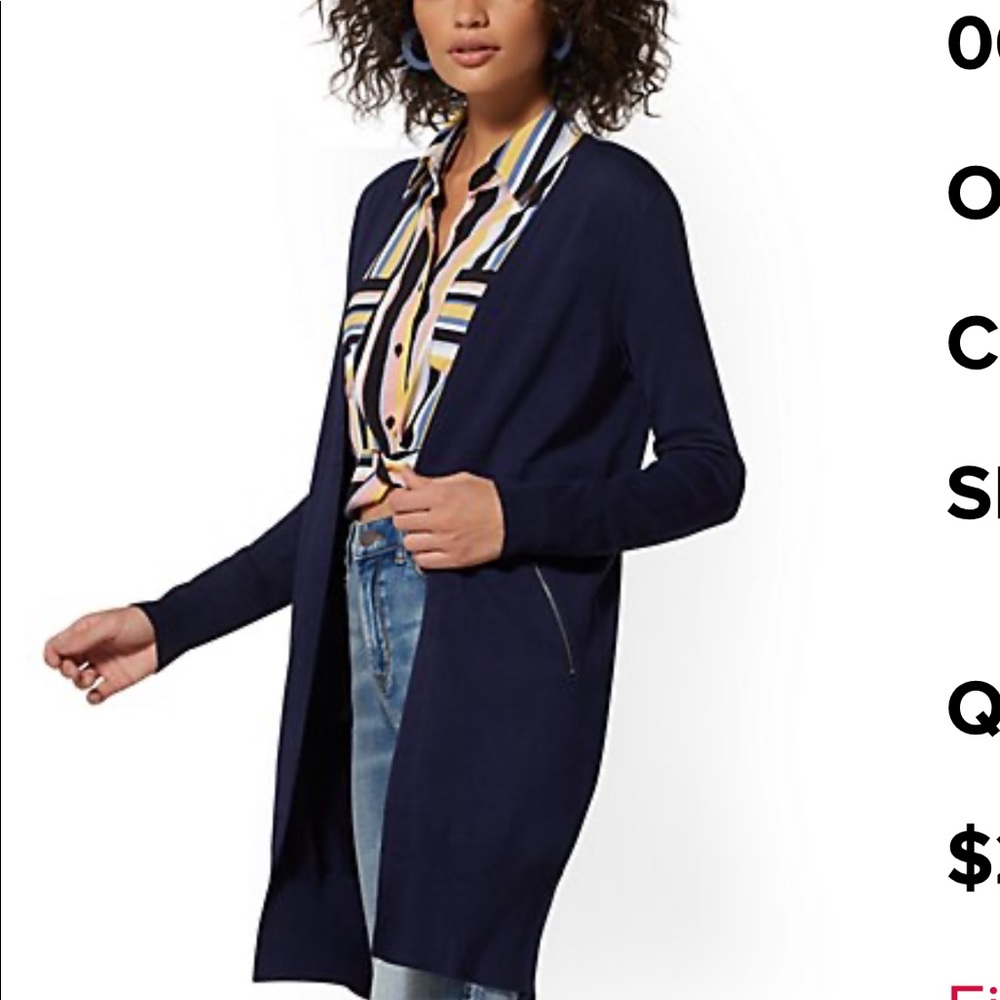 NY&CO zip accent duster cardigan Navy size M